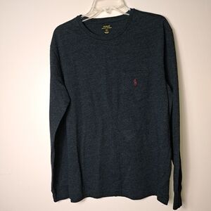 Polo Ralph Lauren Men's Top Size L Dark Gray Long Sleeve Pocket Pony T-shirt